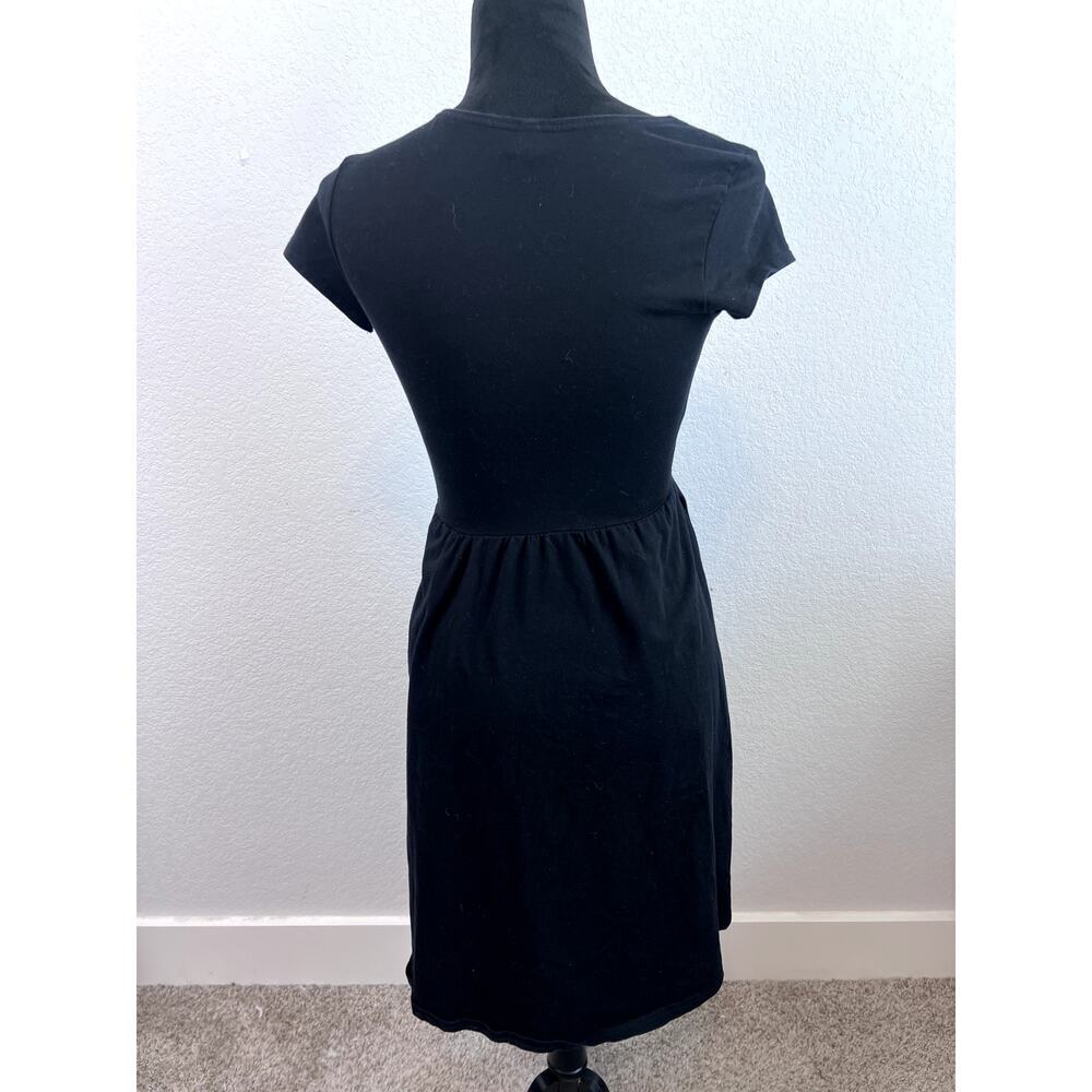 Lovely PACT Organic Cotton Fit & Flare Crossover Dress Black XS - Picture 4 of 8
